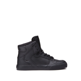 Supra Kids VAIDER High Top Shoes Black/Black | US-12646